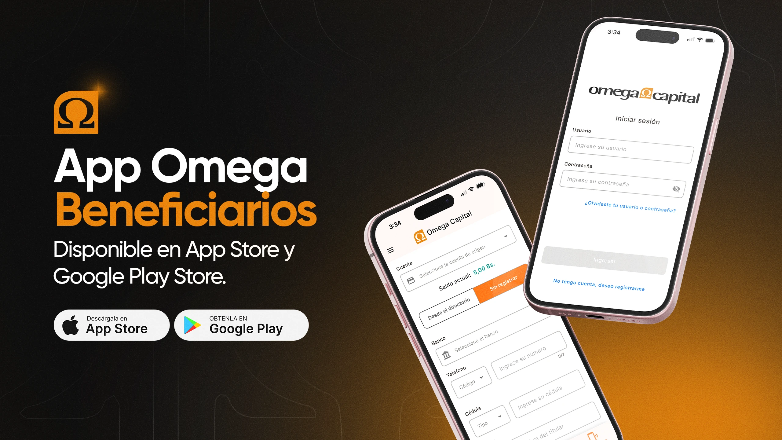 Consulta tu saldo con la App Omega Beneficiarios, disponible en App Store y Google Play Store